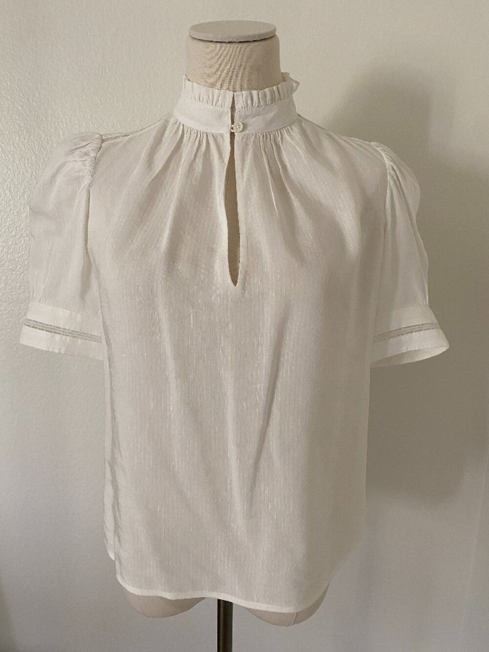 FRAME Ruffle Collar Inset Lace Top - XS